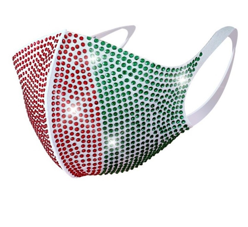 Bling shine rhinestone face mask crystal diamond sparkle reusable cloth face mouth cover teenager adult nightclub party personality wear