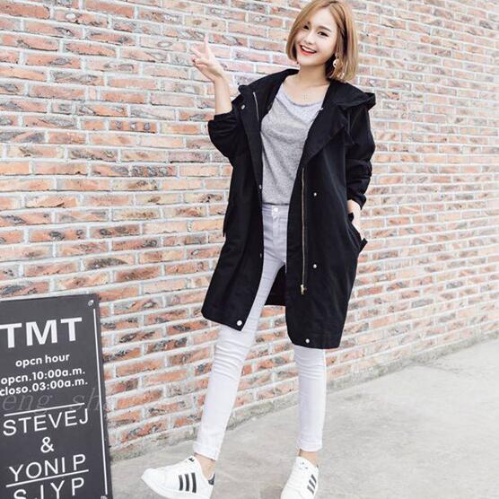Autumn spring winter women New fashion loose BF style long hooded windbreaker Coats Female Frock DF208, Black
Autumn spring winter women New fashion loose BF style long hooded windbreaker Coats Female Frock DF208, Black