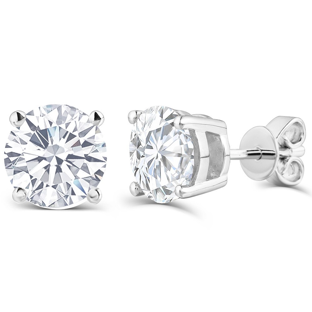 Real 925 Sterling Silver Stud Earrings Classic 6-8mm Round Created Moissanite Earrings for Women wedding Jewelry female CX200624