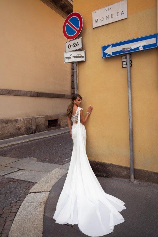 Julie Vino Mermaid Dresses with Wrap One Shoulder Lace Appliques Bridal Gowns Sweep Train Wedding Dress vestido de novia