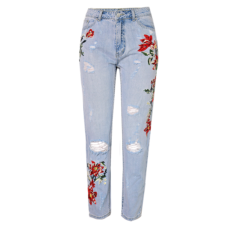 Floral Embroidered Jeans For Women Plus Size High Waist Ripped Jeans Mom Women Slim Straight With Rips Hole Ankle Pants, Light blue
Floral Embroidered Jeans For Women Plus Size High Waist Ripped Jeans Mom Women Slim Straight With Rips Hole Ankle Pants, Light blue