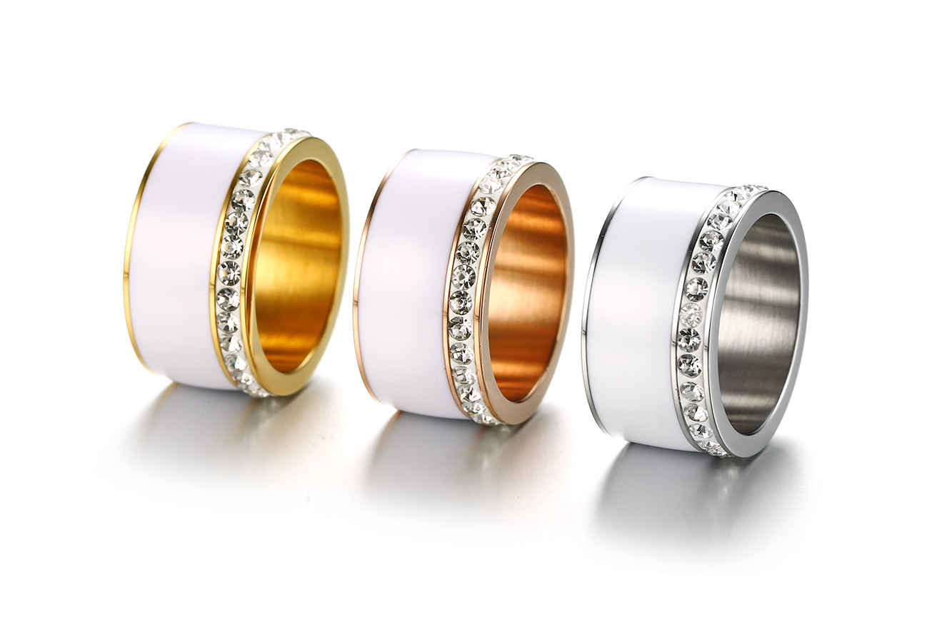Fashion Women Ring White Enamel Material Shiny Rhinestones Colorful Stainless Steel Ring For women Jewelry Gifts
Fashion Women Ring White Enamel Material Shiny Rhinestones Colorful Stainless Steel Ring For women Jewelry Gifts