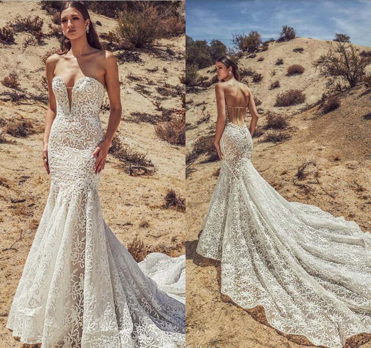 2019 Mermaid Wedding Dresses Sweetheart Court Train Lace Appliques Custom Made Beach Wedding Dress Zipper Back Plus Size Bridal Gowns