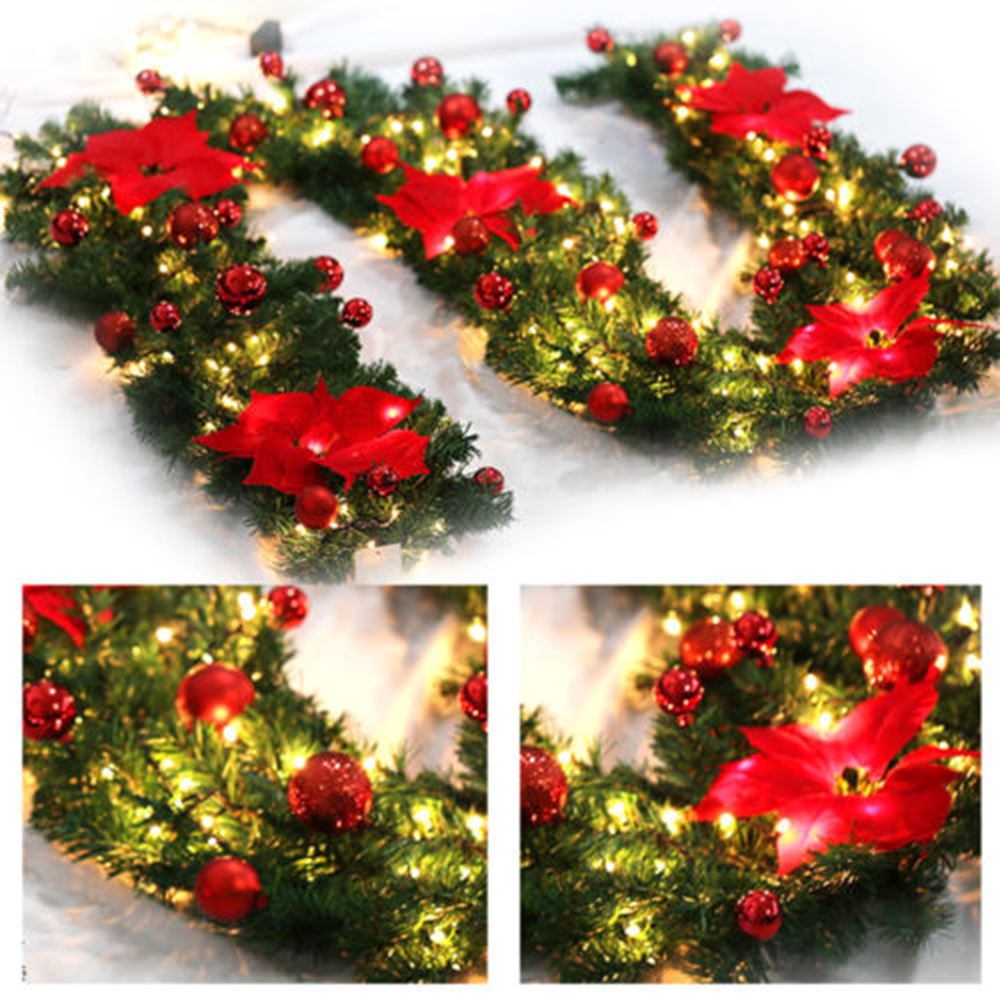 LED Tree Hanging Ornament Rattan Colorful Decoration For Christmas Party Wedding Home Outdoor New 2.7M Garland Wreath Decoration