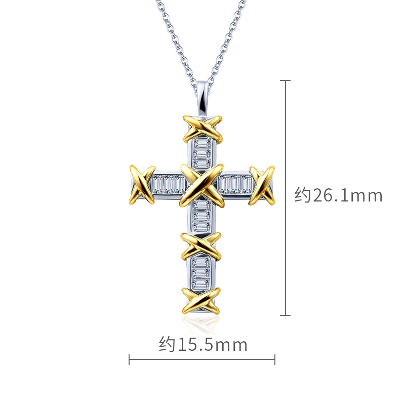 Unique Sterg Sier Princess Cut Topaz Cross Pendant Necklace for Women 536c