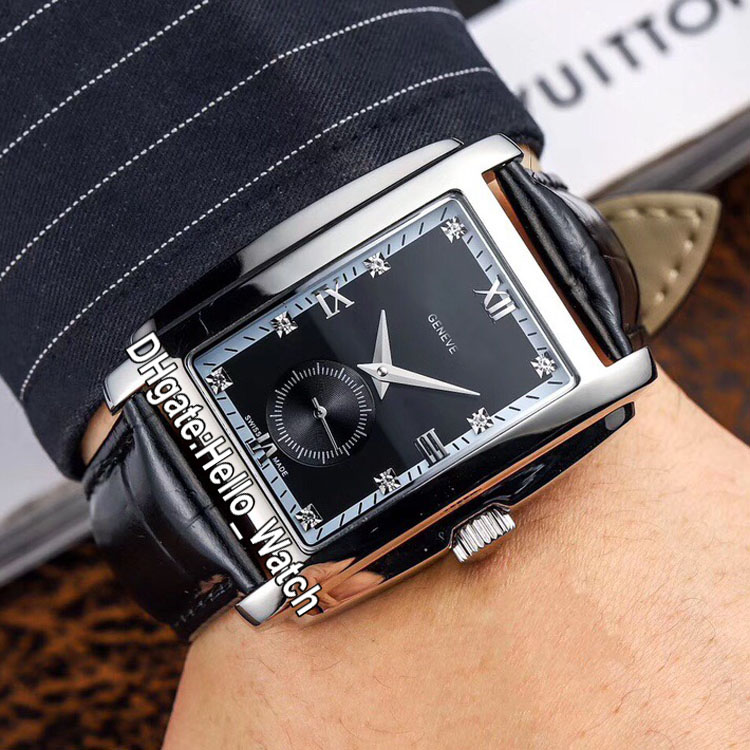 New 43mm Steel Case Gondolo 5124 5124G-011 Diamond Black Dial Automatic Mens Watch Alone Seconds Leather Strap Watches Hello_watch 5 Color