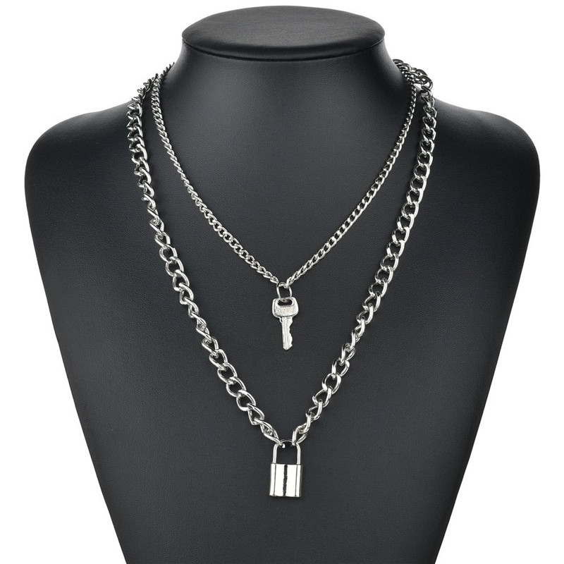 Fashion Punk Multilayer Lock Chain Necklace Padlock Key Necklace Pendant Women Gothic Party Jewelry Gift
Fashion Punk Multilayer Lock Chain Necklace Padlock Key Necklace Pendant Women Gothic Party Jewelry Gift