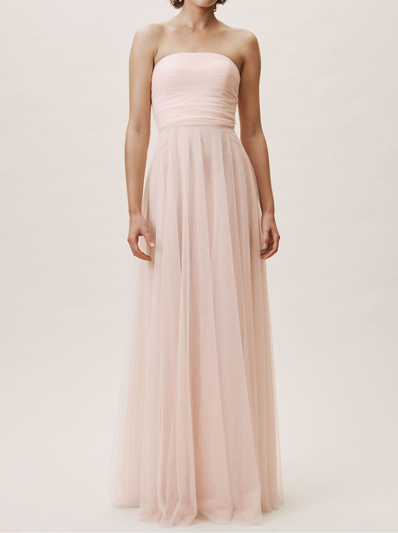 Blush Bridesmaid Dresses Long Soft Tulle ( the strap can be change into different style)