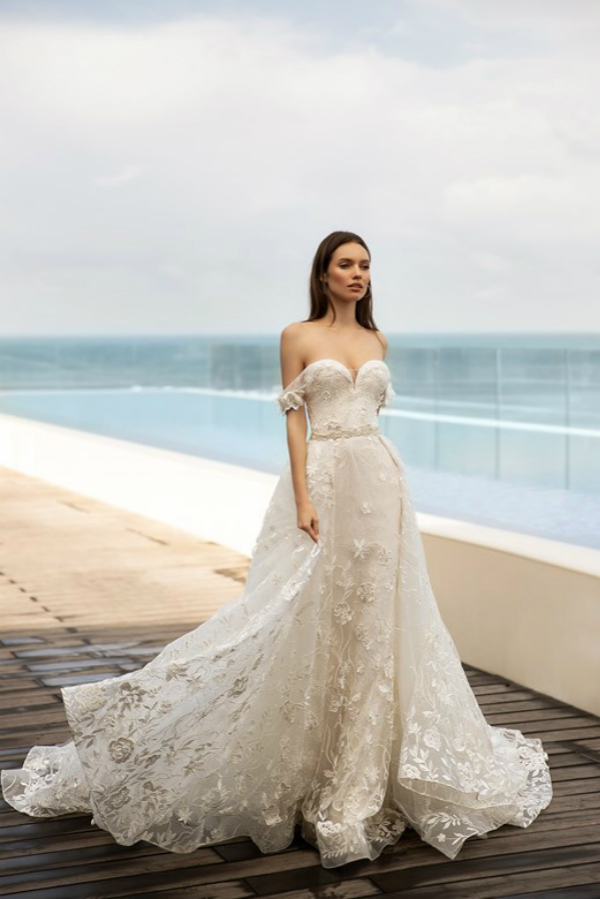 Idatorez Mermaid Wedding Dresses Sexy Off Shoulder Lace Appliques Bridal Gowns Beach Sweep Train Wedding Dress robes de mariée