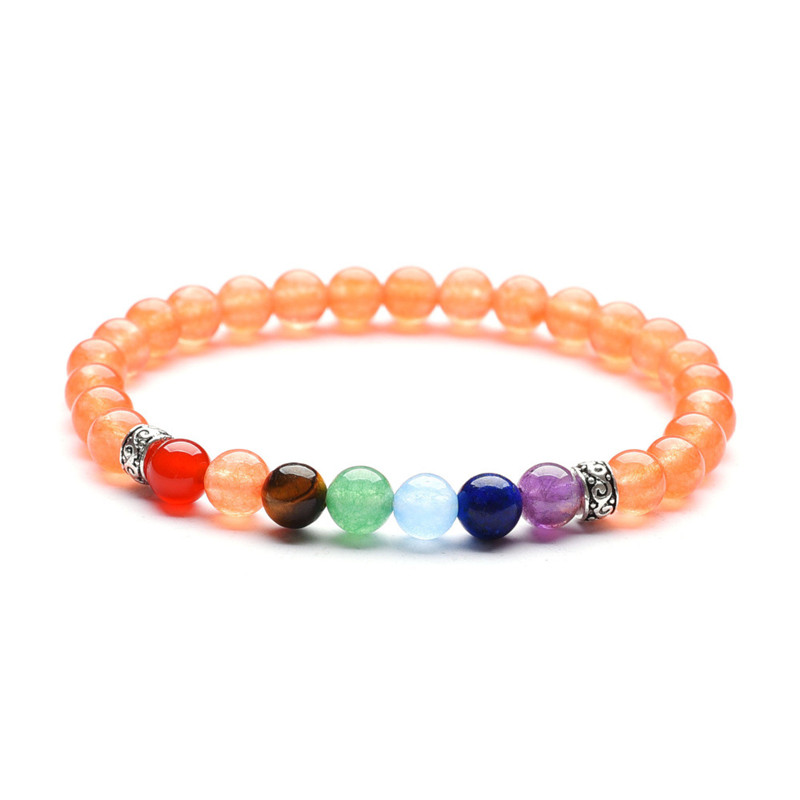 Ladies 6mm amethyst Lava Rock 7 Chakra Women Girl Bead Strands Energy Healing Bracelets Stretch Natural Stone Yoga Beaded Bracelet Gifts