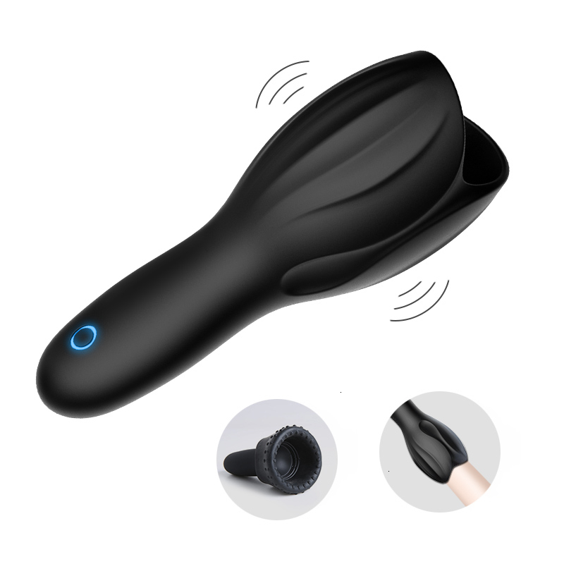 Male Masturbator Vibrating Glans Stimulate Penis Vibrator for Man Penis Massager Trainer Delay Ejaculation Sex Toys for Men Gays Y191011