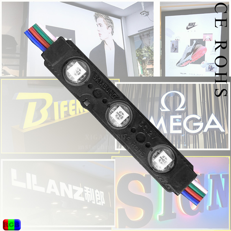 LED Modules SMD 5050 RGB chip 3 led module Light Advertising lamp 0.72W 3Leds Sign Backlights IP65 Waterproof DC 12V Black shell
LED Modules SMD 5050 RGB chip 3 led module Light Advertising lamp 0.72W 3Leds Sign Backlights IP65 Waterproof DC 12V Black shell
