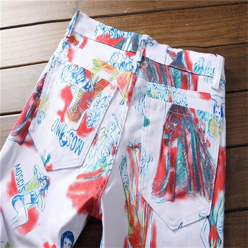 BOKADIAO Man jeans fashion Multicolor Paint Splatter Straight jeans for men white Pants wild Slim denim trousers male Streetwear