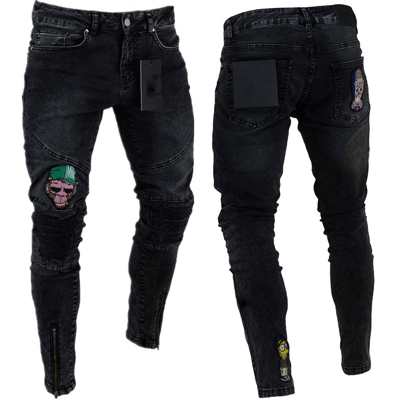 Men Skinny jeans Vintage 3D Figure Embroidery Runway slim Biker jeans denim Knees Holes hiphop pants Washed high quality, B-1892
Men Skinny jeans Vintage 3D Figure Embroidery Runway slim Biker jeans denim Knees Holes hiphop pants Washed high quality, B-1892