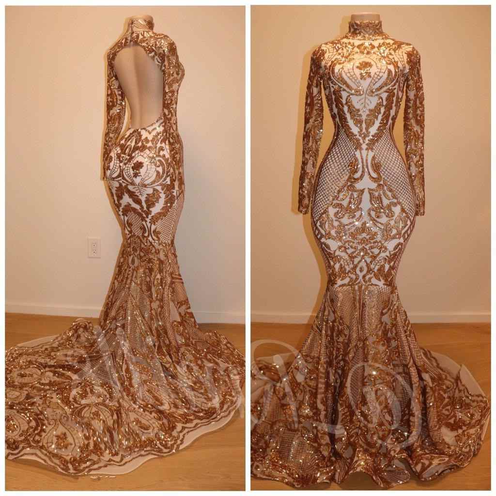 Modern Gold Keyhole Long Sleeve Mermaid Prom Dresses 2019 High Neck Lace Applique Evening Gowns Backless Custom Made Party Dress BC0741, Same as picture
Modern Gold Keyhole Long Sleeve Mermaid Prom Dresses 2019 High Neck Lace Applique Evening Gowns Backless Custom Made Party Dress BC0741, Same as picture