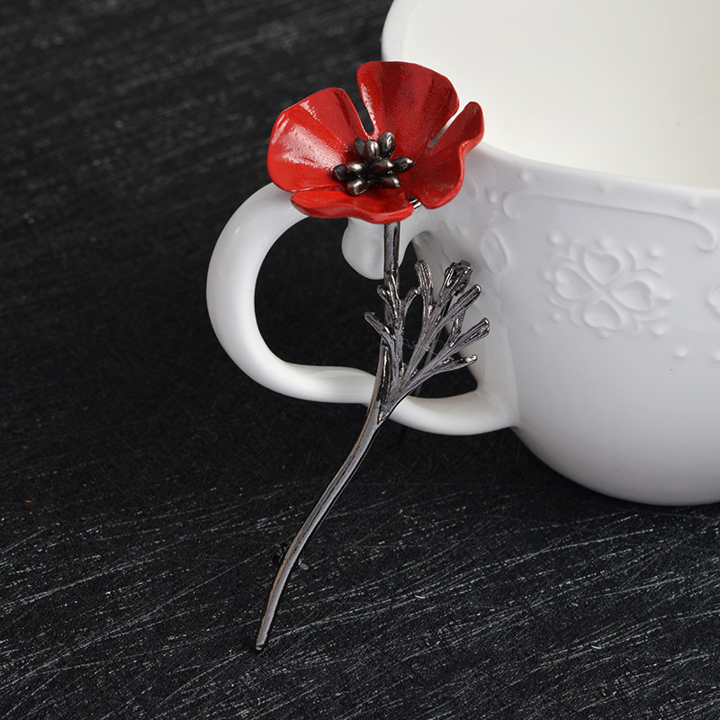 Fashion Flower Shape Alloy Elegant Poppy Brooches Pins Ladies Clothing Dress Decoration Pins Brooch Jewelry Accessories Gifts D19011502