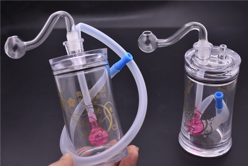 A+ quality plastic Water Pipe bong mini plastic shisha hookah with 10mm oil burner bong for Tobacco Smoking Pipes free shippping