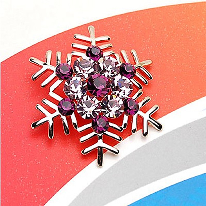 Rhinestone Crystal Diamante Snowflake Brooch