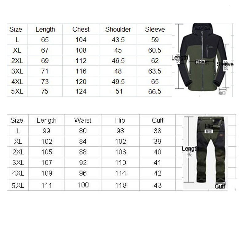 Men Winter Waterproof Fish Climb Camp Ski Trekking Hiking Fleece SoftShell Outdoor Jackets Pants Set Hood Trousers 5XL Oversized T190919
