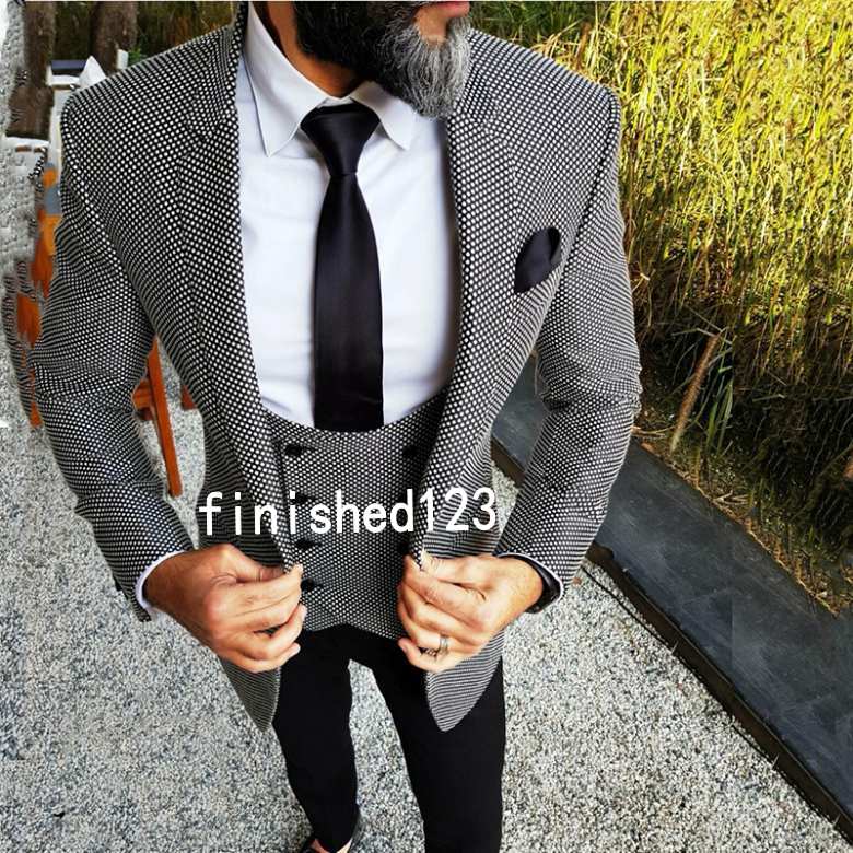 New Popular One Button Black/White Polka Dot Wedding Groom Tuxedos Notch Lapel Groomsmen Men Formal Prom Suits (Jacket+Pants+Vest+Tie) W217, Same as image
New Popular One Button Black/White Polka Dot Wedding Groom Tuxedos Notch Lapel Groomsmen Men Formal Prom Suits (Jacket+Pants+Vest+Tie) W217, Same as image