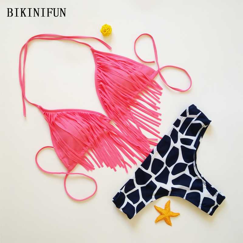 New Sexy Leopard Print Bikini Women Swimsuit Fringe Tassel Bathing Suit -L Girl Backless Halter Swimwear Micro Bikini Set, Pink
New Sexy Leopard Print Bikini Women Swimsuit Fringe Tassel Bathing Suit -L Girl Backless Halter Swimwear Micro Bikini Set, Pink