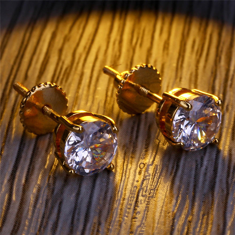 4mm 6mm 8mm Men Women Gril Hip Hop Screwback Stud Earrings New White Zircon Earrings Jewelry Whole