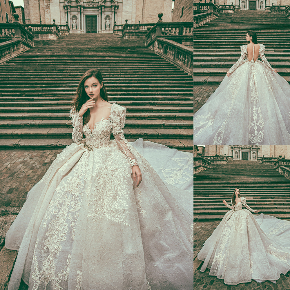 Newest Bohemian Corona Borealis Ball Gown Wedding Dresses Long Sleeve Tulle Lace Applique Wedding Gowns Sweep Train robe de mariée, Burgundy
Newest Bohemian Corona Borealis Ball Gown Wedding Dresses Long Sleeve Tulle Lace Applique Wedding Gowns Sweep Train robe de mariée, Burgundy