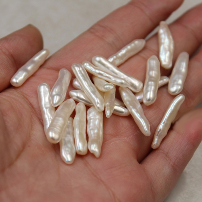Fashion Trend Gift DIY Pearl Beads Huge Natural Cultured Toothpick Fine Pearl 6*22mm Strand Natural White Long Stick Biwa Pearl Long Beads