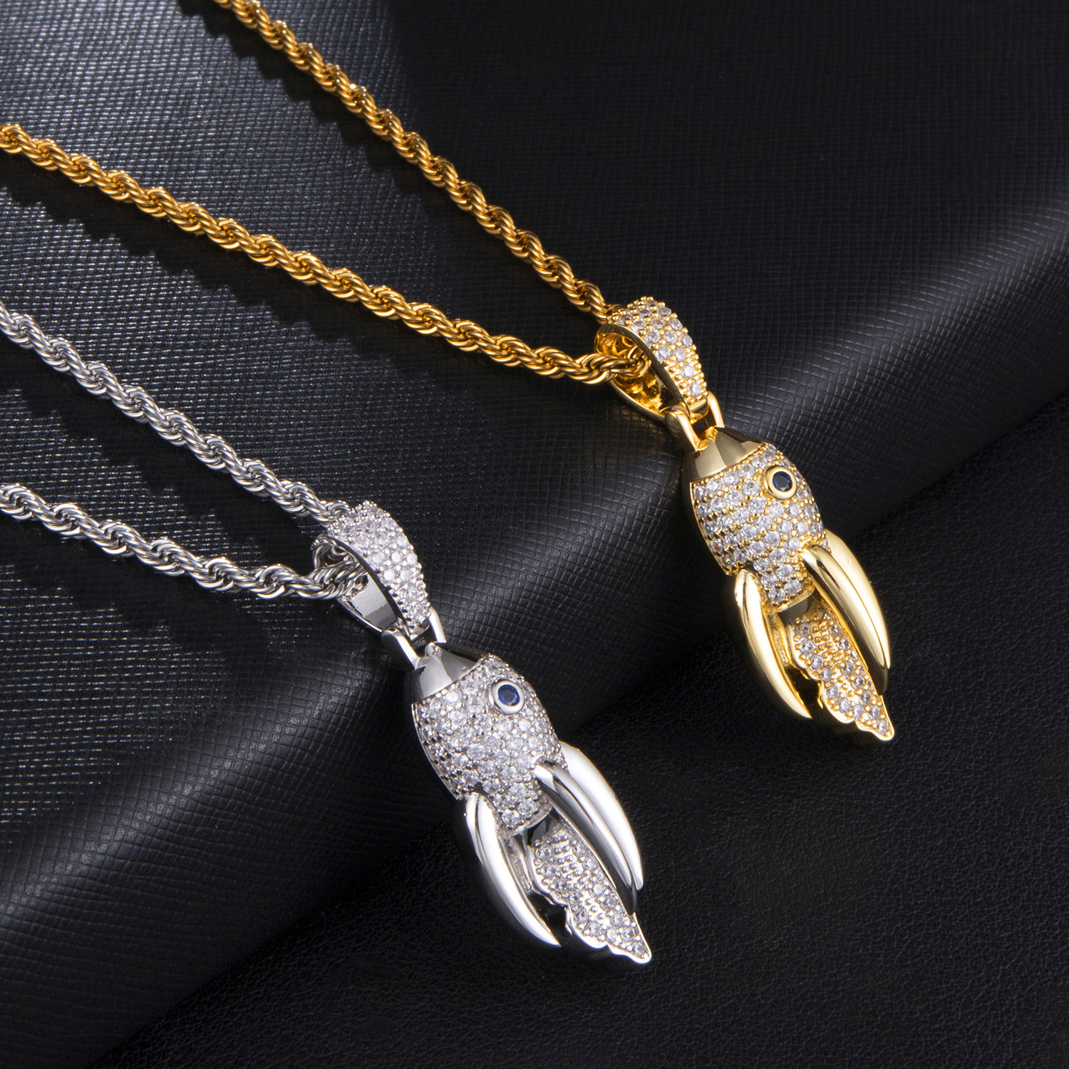 New Fashion personalized guys Gold Plated Mens Bling Rocket Ship Pendant Necklace Chains Hip Hop Iced Out Rock Rapper Jewelry Gifts for Guys