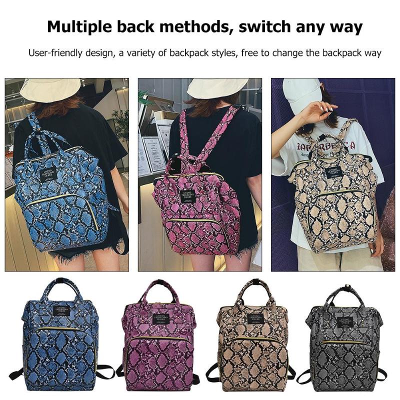 Multi-pocket Baby Nappy Diaper Bag Snake Print Mommy Travel Backpacks Large PU Leather Maternity Nappy Mummy Bags