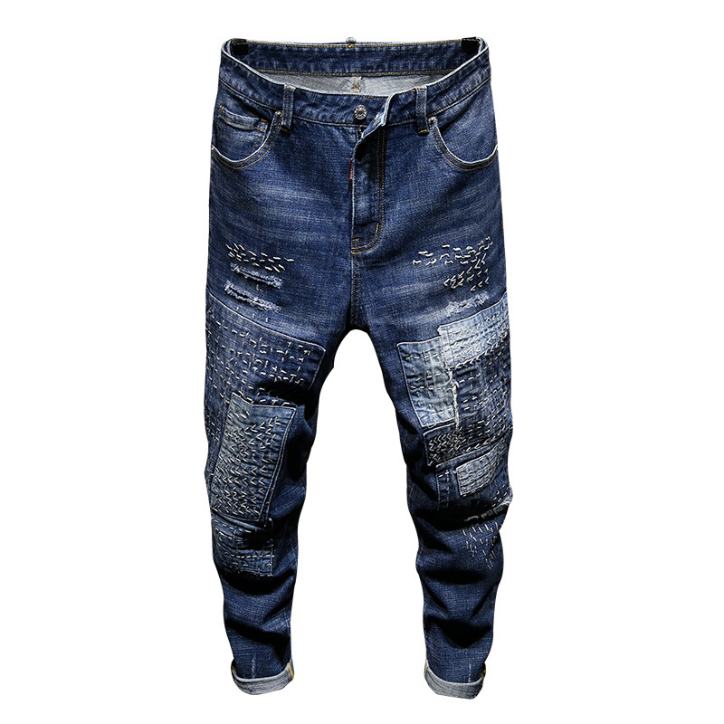 KIOVNO Fashion Men Hip Hop Embroidered Jeans Trousers Ripped Patchwork Denim Pants Male Streetwear, Blue
KIOVNO Fashion Men Hip Hop Embroidered Jeans Trousers Ripped Patchwork Denim Pants Male Streetwear, Blue