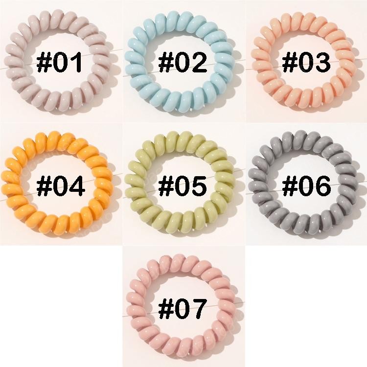 7 colors Telephone Wire Cord Gum hair tie Girls Elastic hair band Ring Rope Cute ball pendant hair rope accessiones