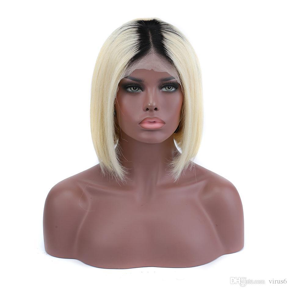 short pixie cut wigs brazilian human remy hair customized 150 density lace front wig 1b27 for black women side part