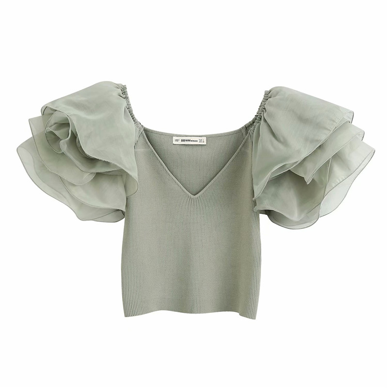 2020 Summer Knit Crop Top Women Sweetheart Neckline Shirts Voluminous Short Sleeves Organ Shirt Elegant Short Blouse Woman, As picture
2020 Summer Knit Crop Top Women Sweetheart Neckline Shirts Voluminous Short Sleeves Organ Shirt Elegant Short Blouse Woman, As picture