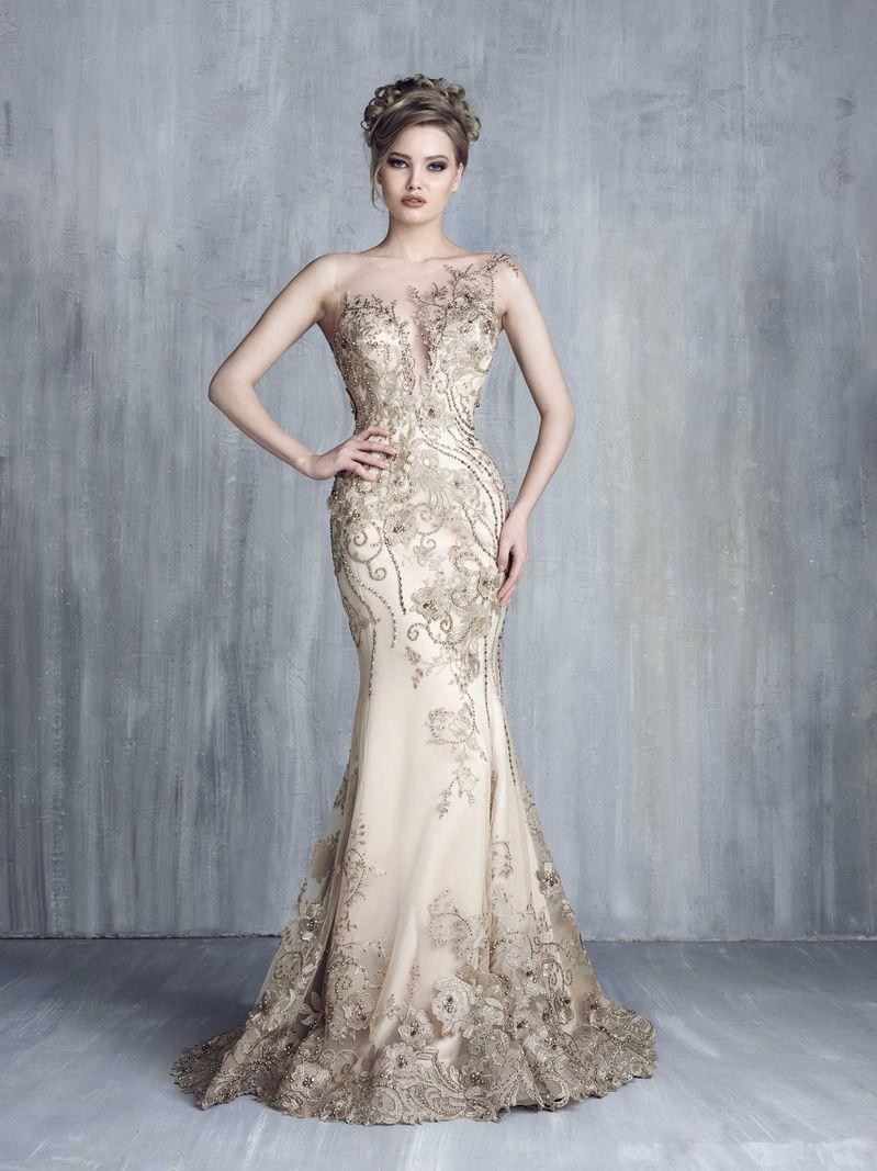 Tony Chaaya Evening Dresses With Detachable Train Champagne Beads Mermaid Prom Gowns Lace Applique Luxury Party Dress Vestidos De Novia D0312