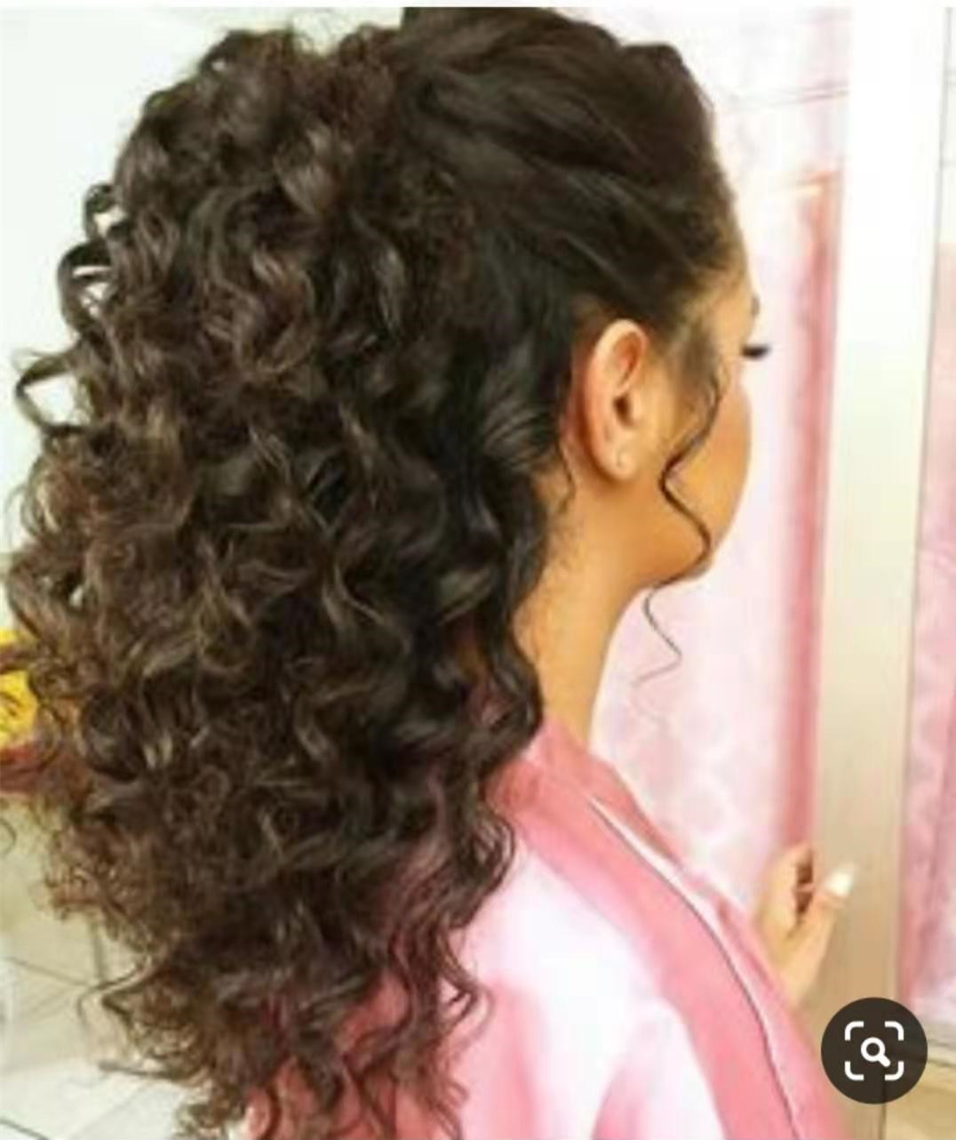 Naturally curly updo bun ponytail hair extension any occasion,Easy chignon drawstring clips deep curly short long human hair ponytail 160