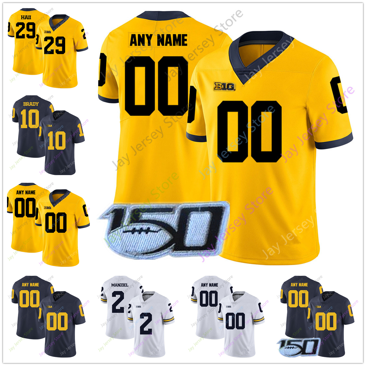 Michigan Wolverines College Football Jersey Tru Wilson Donovan Peoples-Jones Zach Gentry Devin Bush Chase Winovich Rashan Gary 6 Josh Uche, With 150th patch
Michigan Wolverines College Football Jersey Tru Wilson Donovan Peoples-Jones Zach Gentry Devin Bush Chase Winovich Rashan Gary 6 Josh Uche, With 150th patch