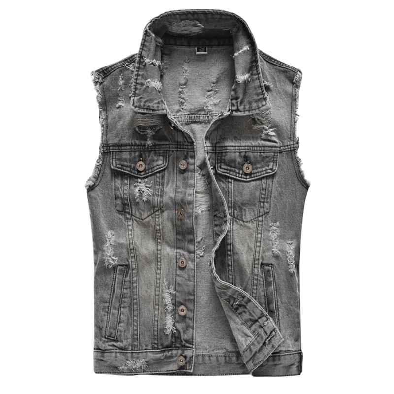 Men's Vests Gray Holes Ripped Jean Vest Slim Sleeveless Fringe Denim Tank Top Fashion Waistcoat Solid Men, Dark grey
Men's Vests Gray Holes Ripped Jean Vest Slim Sleeveless Fringe Denim Tank Top Fashion Waistcoat Solid Men, Dark grey