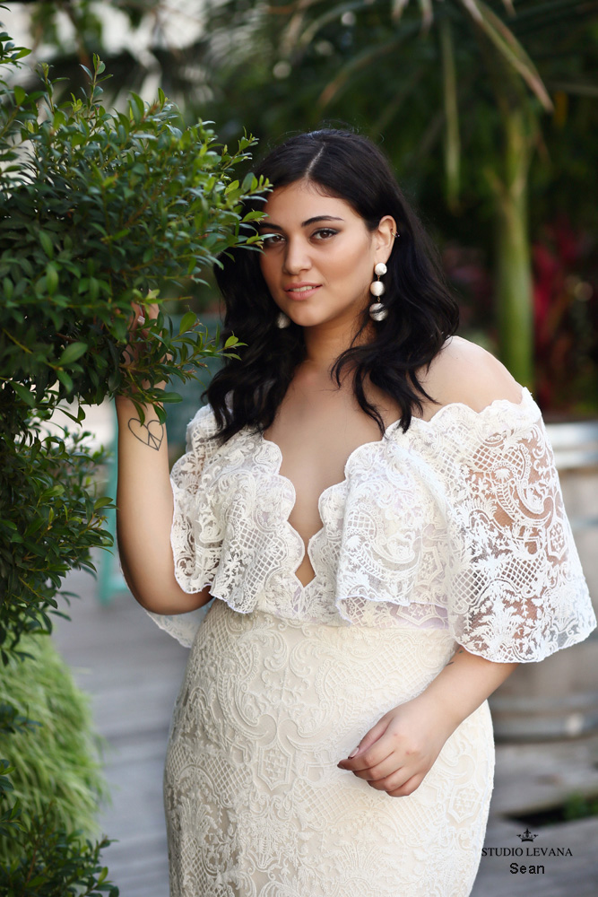 plus size mermaid wedding dresses full lace sheer v neck half sleeve bridal gowns wedding dress vestido de novia