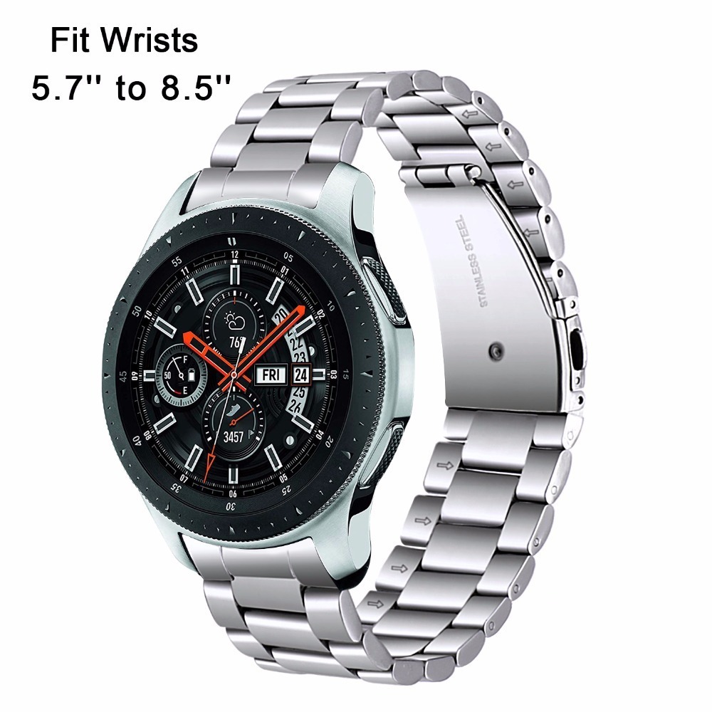 Premium Stainless Steel Watchband For Samsung Galaxy Watch 46mm Sm-r800 Sports Band Curved End Strap Wrist Bracelet Silver Black Y19052301