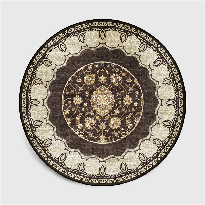 Fashion Soft Area Rug Round Carpet Retro American Persian Brown Decoration Bedroom Rugs And Carpets For Home Living Room Mat