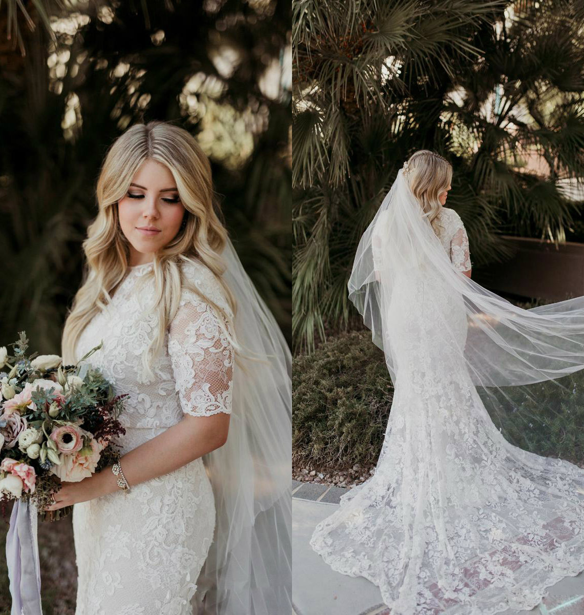 2020 Modest Plus Size Jewel Half Sleeve Mermaid Wedding Dresses Lace Applique Wedding Gowns Sweep Train robe de mariée, Chocolate
2020 Modest Plus Size Jewel Half Sleeve Mermaid Wedding Dresses Lace Applique Wedding Gowns Sweep Train robe de mariée, Chocolate