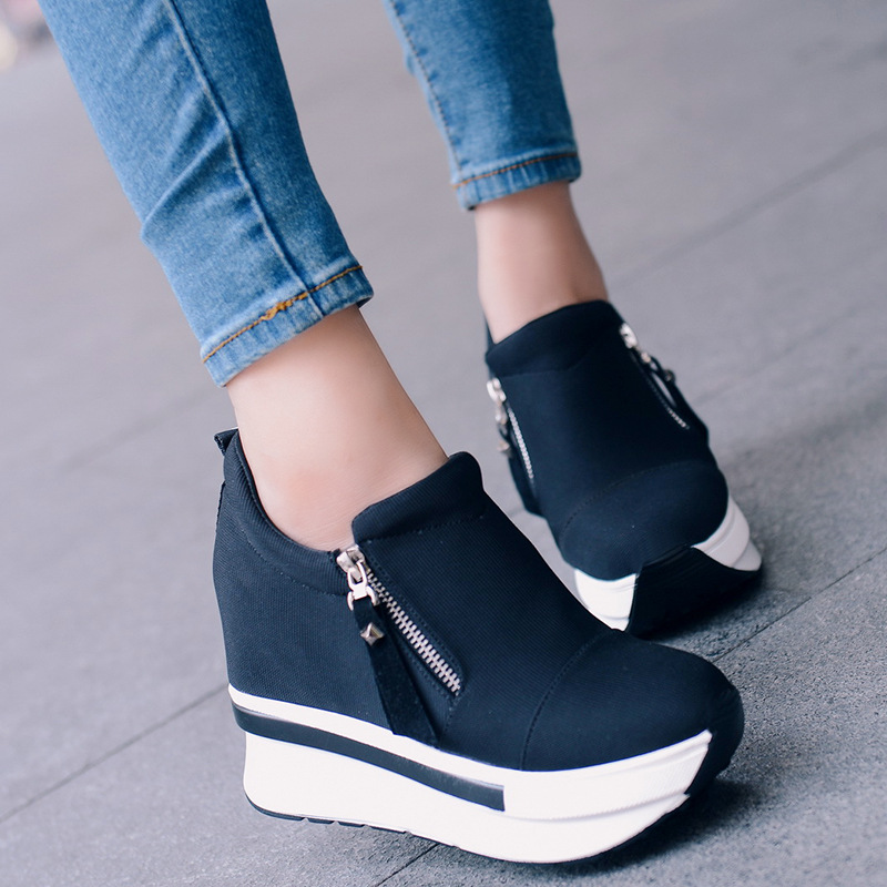 Hot Sale-2019 New Women High Heel Zipper Casual Red Breathable Height Increaseing Canvas Shoes Woman Sneakers, Black
Hot Sale-2019 New Women High Heel Zipper Casual Red Breathable Height Increaseing Canvas Shoes Woman Sneakers, Black