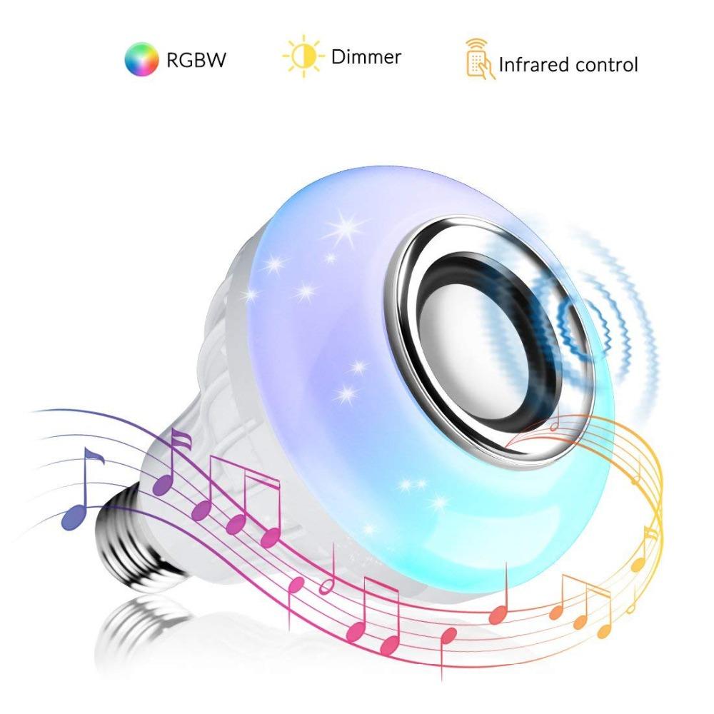 Wireless Bluetooth Speaker+12W Color Dimmable RGB Bulb LED Lamp 110V 220V Smart Led Light Music Player Audio with Remote Control By Tuya App от DHgate WW