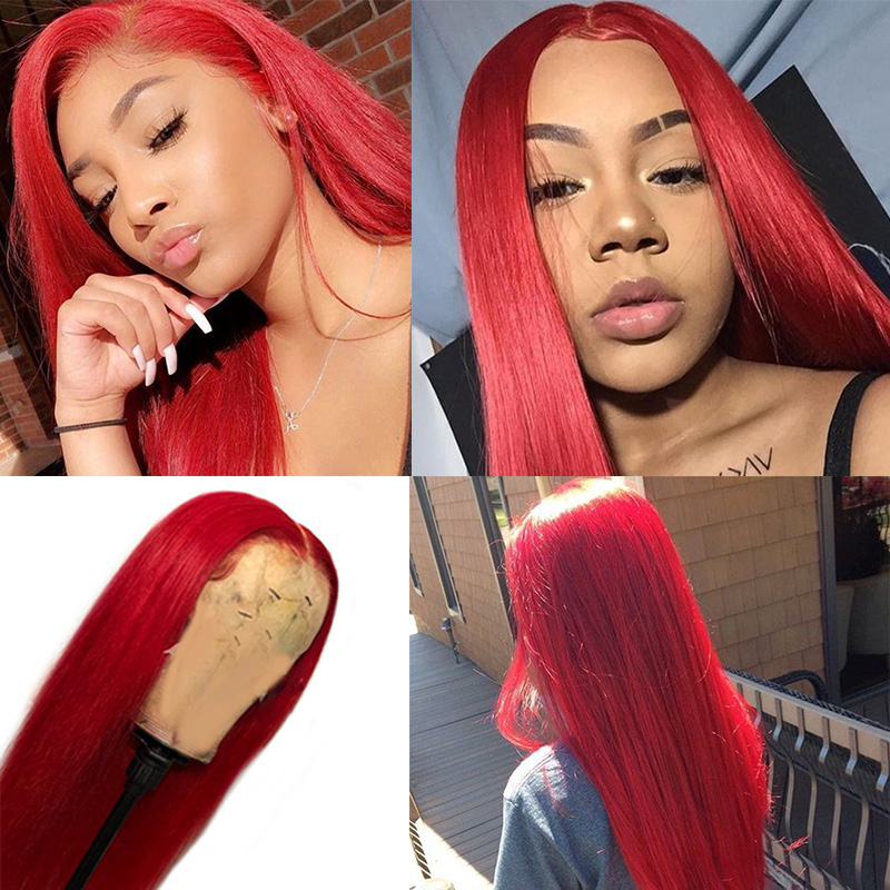 Red Burgundy 13*4 brazilian full Lace Front Wig For Women synthetic hair Wig Pre Plucked With Baby Hair can be braided