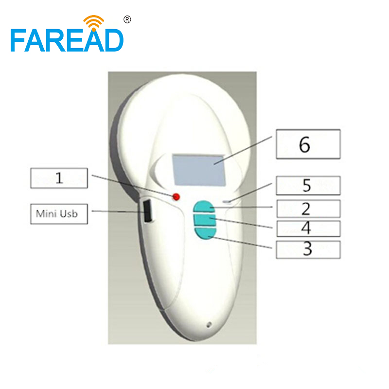 134.2khz 125 kHz ISO 11784 /785 FDX-A 10 digits and 15 digits FDX-B Animal micro chip scanner for aquaculture fish farming