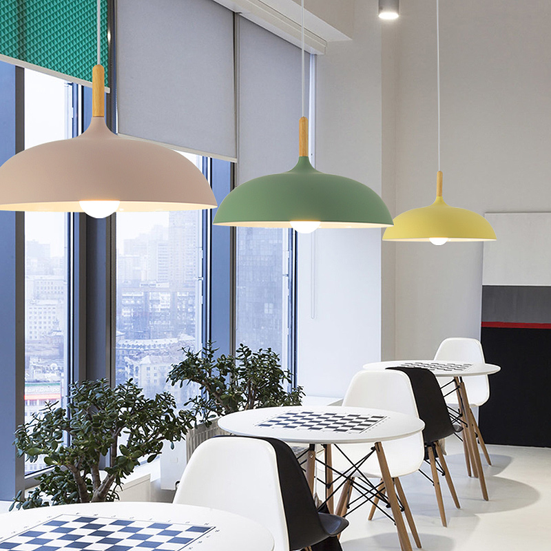 LED Minimalist Modern Pendant Lamps E27 Wood & Aluminum Lampshade Hanging Lights 110V 220v for Art Fashion Decor Luminaire