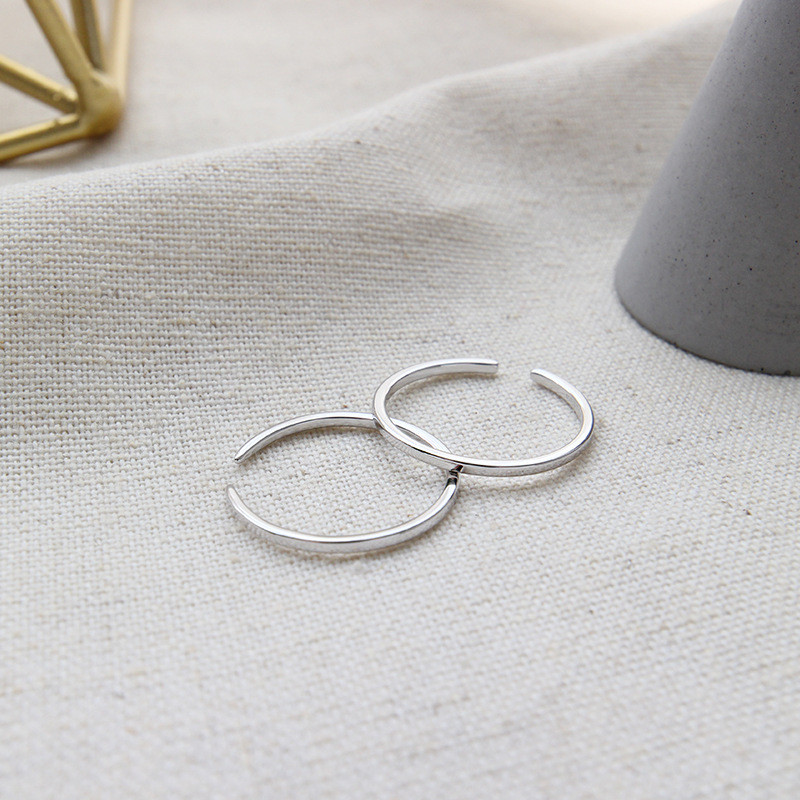 New Simple Authentic 925 Sterling Silver Open Size Rings For Women Smooth Plain Adjustable Ring Fine Jewelry