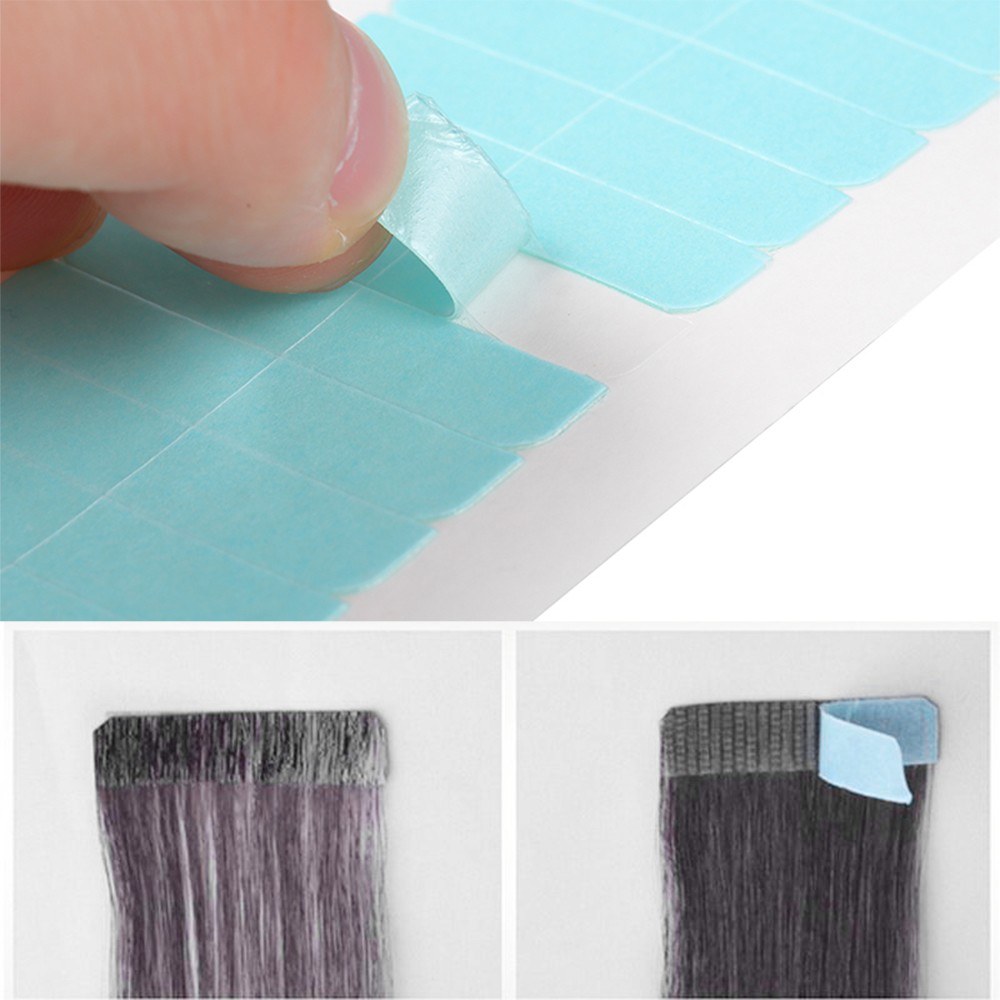60pcs Hair Tape Adhesive Glue Double Side Super Tapes Waterproof For Skin Weft Wig Hair Lace Extension Tool