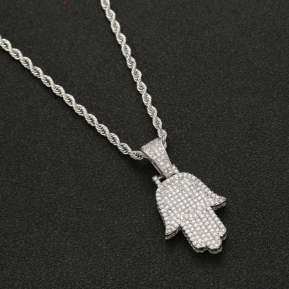Iced Out Cubic Zirconia Hand Pendant Necklace With Rope Chain Hip Hop Silver Gold as Gifts
Iced Out Cubic Zirconia Hand Pendant Necklace With Rope Chain Hip Hop Silver Gold as Gifts